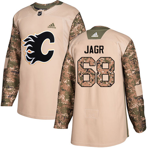 Adidas Flames #68 Jaromir Jagr Camo Authentic Veterans Day Stitched NHL Jersey - Click Image to Close